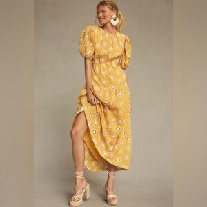 NWT Anthropologie En Saison Puff-Sleeve Tiered Embroidered Dress